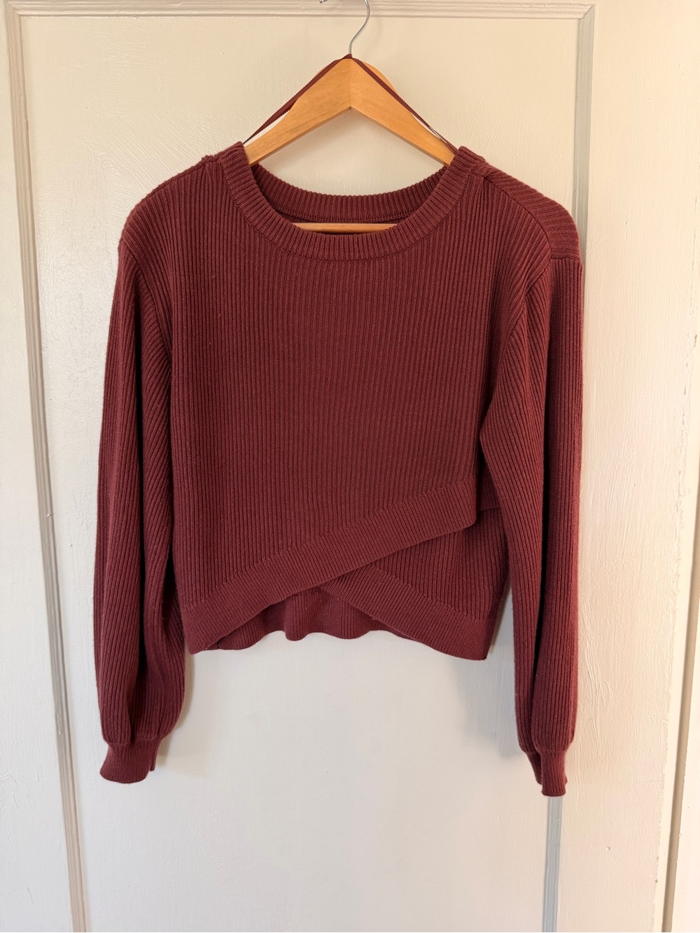 Lululemon Ribbed Knit Wrap-Front Cropped Sweater — Size 2